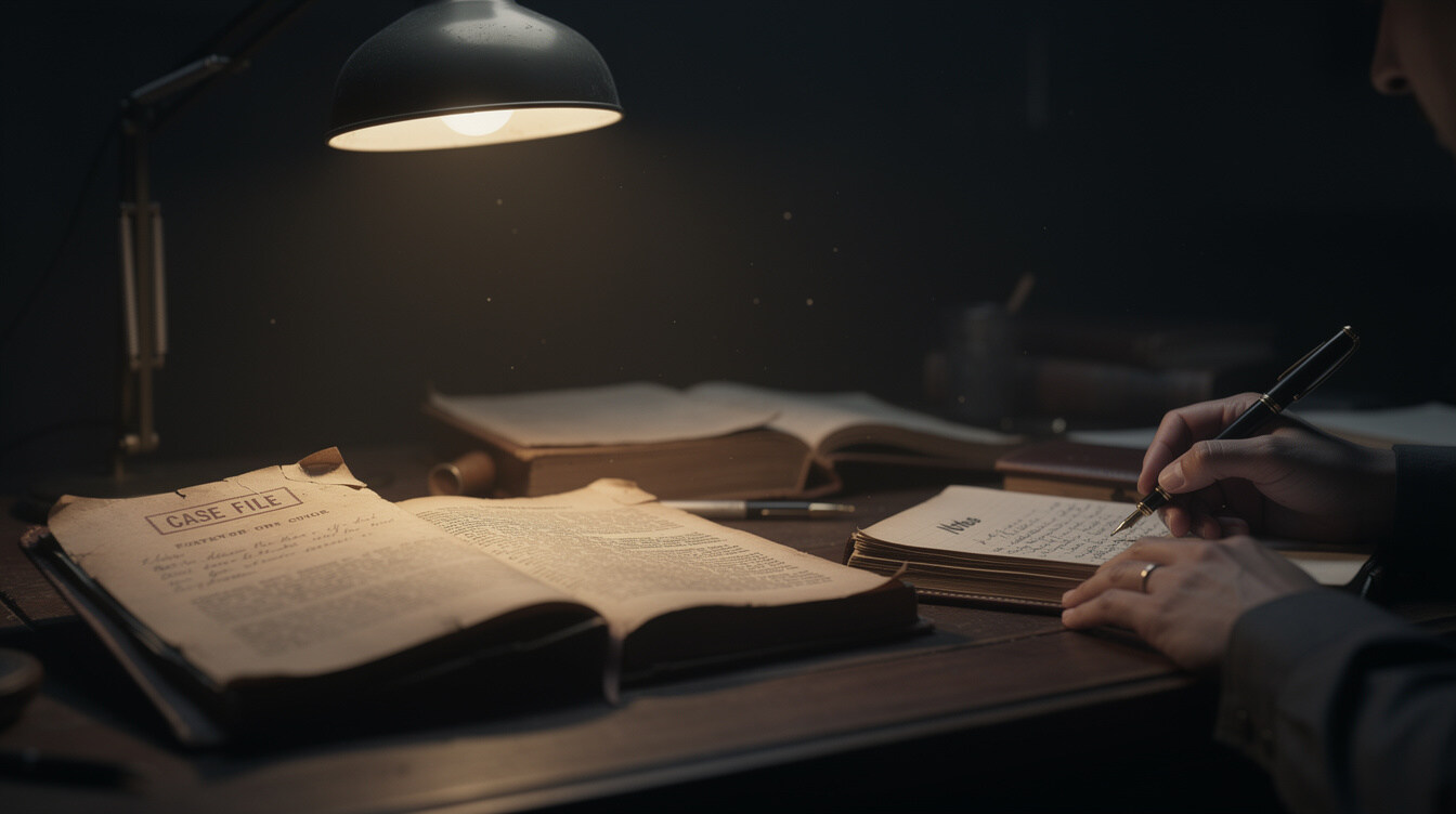 detective reading old case file